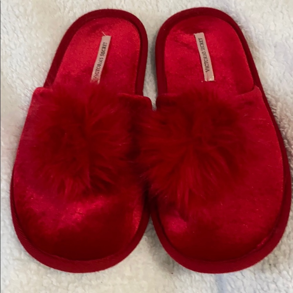 VICTORIA’S SECRET RED VELOUR SLIPPERS
